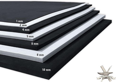 EVA Foam Cosplay - (2mm to 10mm) - Black or White - 14" x 39" Sheet - Ultra High Density 85 kg/m3 - by The Foamory (Black, 4mm - Thickness)...