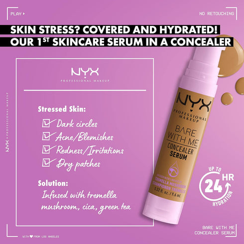 NYX PROFESSIONAL MAKEUP Bare With Me Concealer Serum, Up To 24Hr Hydration - Medium Vanilla...