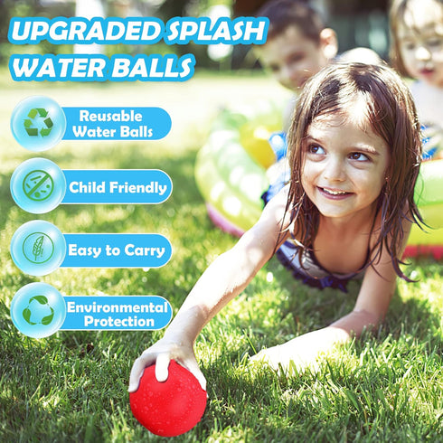 Water Balls 12 Pack Reusable Quick Fill Water Balloons Bombs Splash Soaker Ball Summer Outdoor Indoor Water Fight Toy for Kids Backyard Pool Activ...