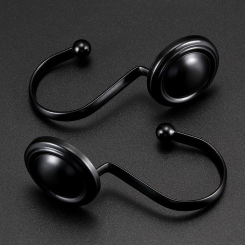 CHICTIE Black Shower Curtain Hooks Rings,Set of 12 Decorative Shower Hooks for Shower Curtain,Premium Rust Resistant Metal Shower Hangers Hooks fo...