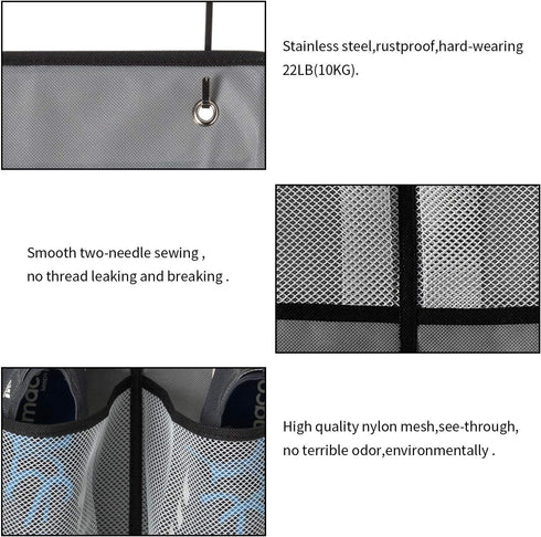 KEEPJOY Over The Door Shoe Organizer 2 Pack,Mesh Pockets Hanging Shoe Rack Over The Door,Shoe Storage Closet with 4 Hooks,Washable and Breathable ...