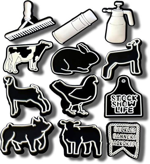 12 Pcs Livestock Farm Shoe Charms, Shoe Decoration Party Gifts For Boys, Girls, Kids, Women. (12Pcs Livestock)...