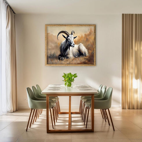 Posterizer 1 pcs- Beautiful white goat lying on the ground-Art for Animal Lovers- Gift for Men Women Entrepreneur Teens-Living Room Bedroom Decor-...