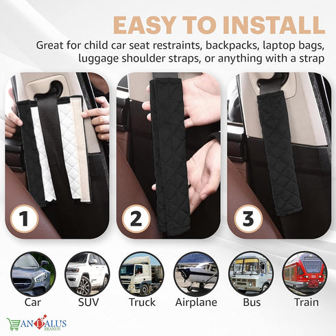 ANDALUS Soft Seat Belt Cover Pad Pack of 2, Drive Safely with Our Comfortable Seatbelt Covers, Universal Usage & Fit for All Cars, Suvs, Trucks & ...
