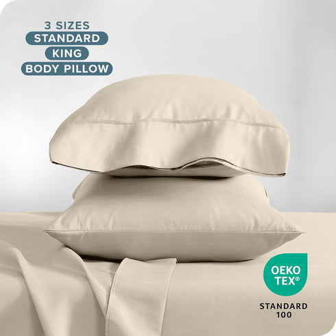 Bare Home Microfiber Pillow Cases - King Size Set of 2 - Cooling Pillowcases - Double Brushed - Sand Pillowcases 2 Pack - Easy Care (King Pillowca...