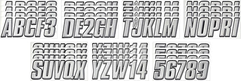 Hardline Products USA Series 800 Factory Matched 3-Inch Boat & PWC Registration Number Kit - Silver/Black - SIBLK800...