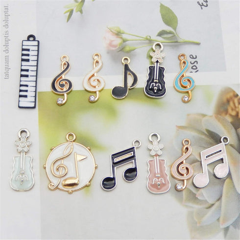 36pcs Enamel Music Notes Instruments Charms for Jewelry Making Wholesale Bulk Lot Piano Violin Musical Symbols Pendants...
