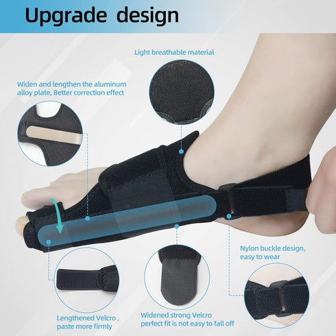 1 Pair Bunion Corrector for Women & Men, Night Bunion Splint, Big Toe Straightener, Bunion Brace for Bunion Pain Relief (Black/Grey, One Size)...