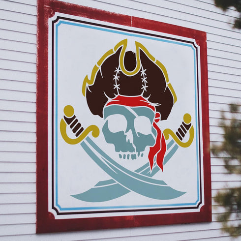 FINGERINSPIRE Pirate Skull Stencil 11.8x11.8 inch Skull Drawing Painting Stencils Plastic Pirate Cross Knife Pattern Stencil Reusable Stencils for...