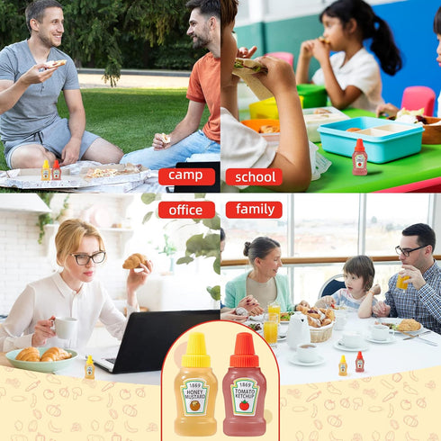 RAYNAG 6 Pack Mini Squeeze Ketchup Bottles, 25ml Ketchup and Mustard Bottles for Lunch Bento Box Accessories...