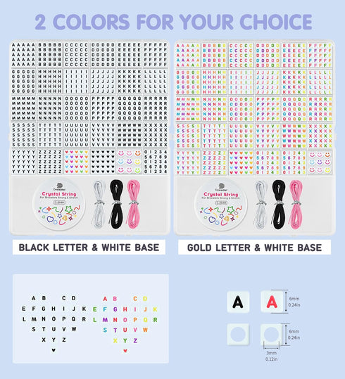 Dowsabel 1000 PCS Letter Beads, 6x6mm Square Number Alphabet Beads for Bracelets, 30 Styles Friendship Bracelet Kit, 4 Rolls String Jewelry Making...