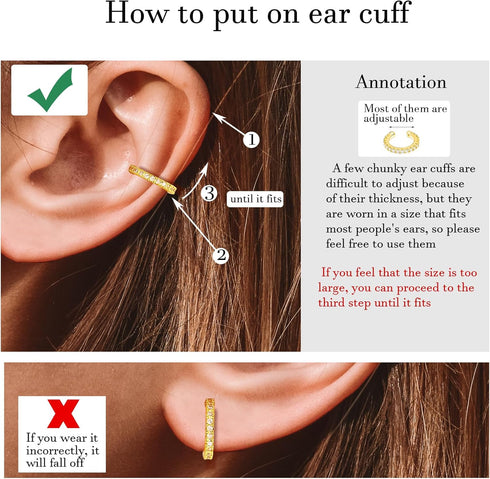 9Pcs Gold Ear Cuffs for Women Non piercing, 14K 18k Gold Plated Ear cuff earrings for Women Cartilage Clip Cuff Earrings Jewelry for women...