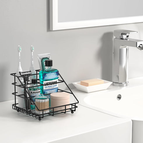 HBlife Toothbrush Holder for Bathroom, Stainless Steels Bathroom Organizer Countertop Accessories with 6 Slots Electric Tooth Brush Toothpaste Hol...
