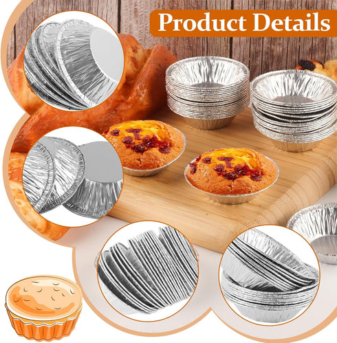200 Pieces 2.6 Inch Round Pie Tart Small Tin Foil Pans Disposable Aluminum Mini Pie Pans for Baking, Cooking Supplies...