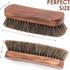 6.7" Horsehair Shoe Shine Brush - 100% Soft Genuine Horse Hair Bristles - Unique Concave Design Wood Handle - Comfortable Grip, Anti Slip - for Bo...