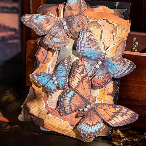 180Pcs Vintage Butterfly Scrapbook Paper, Vintage Scrapbooking Supplies DIY Paper Stickers Craft Kits Collage Materials for Junk Journal, Notebook...