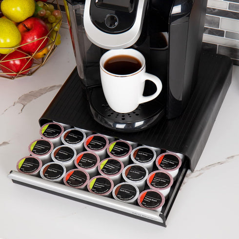 Mind Reader Single Serve Coffee Pod Drawer, 36 Pod Capacity, Countertop Organizer, Breakroom, 12.75"L x 13"W x 3"H, Black...