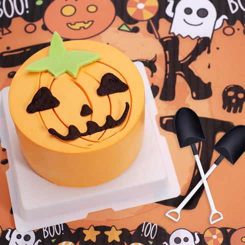 OaaXbbECco Novelty Mini Shovel Shape Spoons Cute Disposable Plastic Dessert Spoons (100 black+white model 2)...