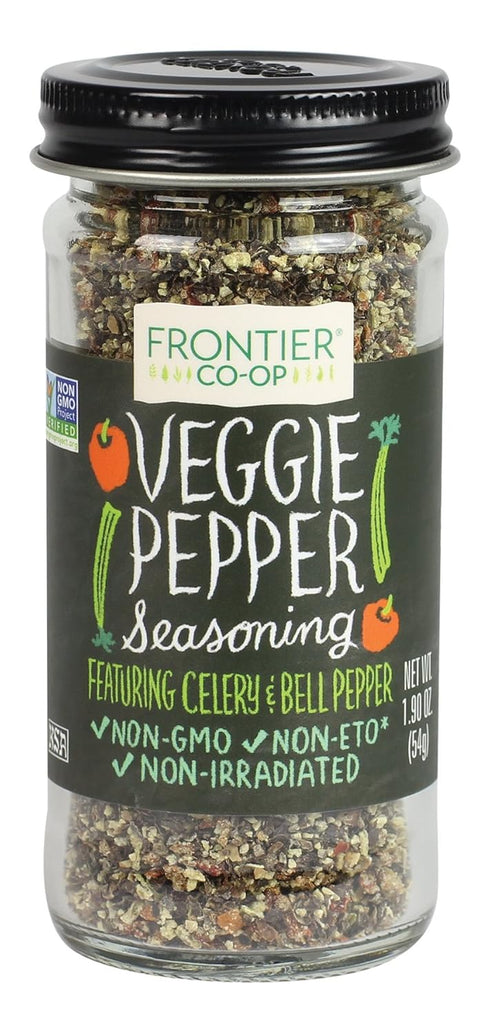 Frontier Co-op Salt-free Veggie Pepper Spice Blend, 1.9 Ounce Bottle, Great on Veggies, Chicken, Fish and More...
