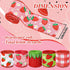 Whaline 5 Roll Strawberry Wired Ribbon 2.5 Inch Red Pink Green Strawberry Plaid Fabric Craft Ribbon Colorful Wired Edge Ribbon for Summer DIY Craf...