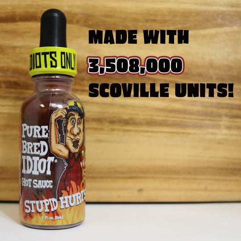 Premium Gourmet Idiot Hot Sauce - Ultimate Hottest Hot Sauce Gift - Try if you dare! (PureBred Idiot)...