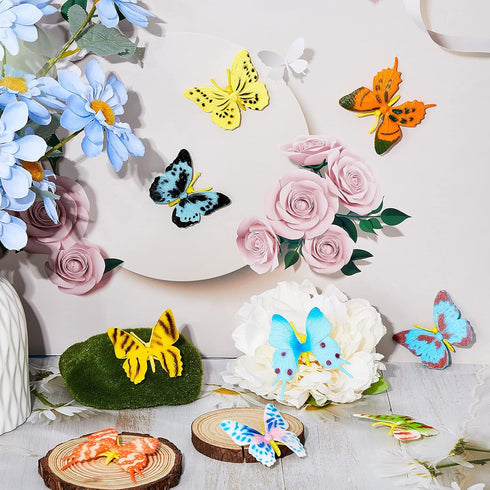 24 Pcs Plastic Butterflies Toy Butterflies Action Figures Art Lifelike Butterfly Decoration Removable Reusable for Party Favor Wall Decor, 12 Styl...