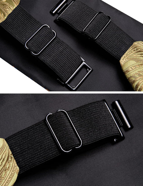 Barry.Wang Men Silk Paisley Cummerbund and Pre-tied Bowtie Handkerchief Cufflink Set for Tuxedo...