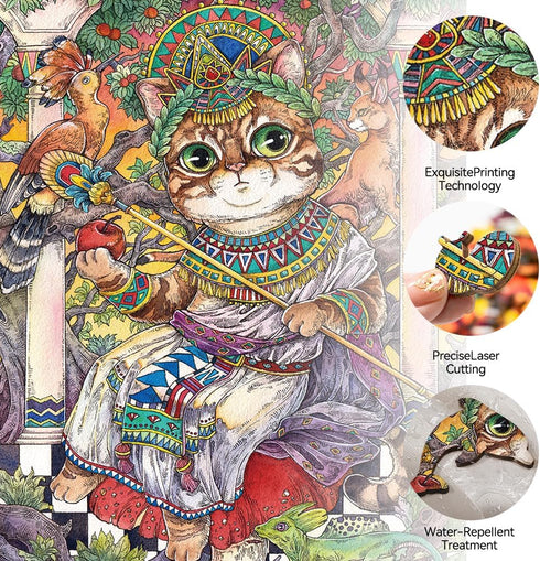 Wooden Puzzles Jigsaw Puzzles 119pcs DIY Puzzle for Adults and Kids Cat Puzzles-Gift for Christmas, Home Decorations, and Mindful Play 5.9 * 8.3 I...
