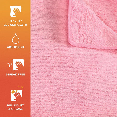 Arkwright Microfiber Cleaning Cloths - (Pack of 12) Lint & Streak-Free Drying Wash Towels, 320 GSM Super Absorbent & Quick Dry, Perfect Cleaner fo...