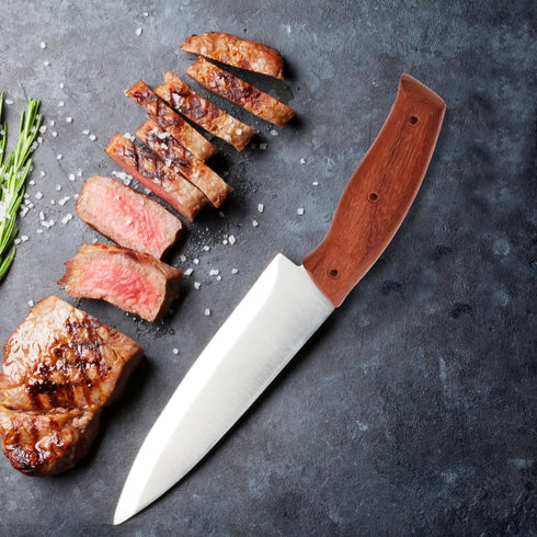 Zerodeko Kitchen Knife Replacement Handle Wooden Knife Repair Handle Cutter Grip Handle Knife Replacement Accessories Parts with Nuts for Home Dar...