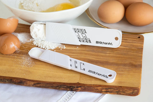 KitchenArt Adjust-A-Teaspoon And Adjust-A-Tablespoon Set, Plastic, 2-Piece, White,9 x 3.5 x 0.75 inches...