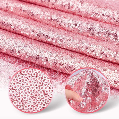 yuboo Pink Sequin Table Runners 12''x 108'', 2 Pack Fabric Glitter Runner for Summer Wedding Birthday Party Supplies Bachelorette Bridal Baby Show...