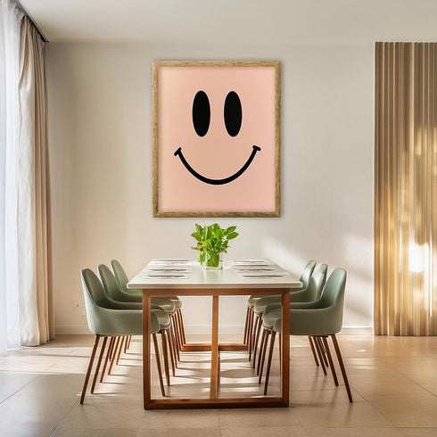 Posterizer 1 pcs-pastel pink happy face smiley poster-Abstract & Modern Art-Comedy Art-Gift for Daughter, Son, Kids- unframed wall art...