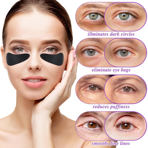 5 Pairs Reusable Eye Patches Silicone Reusable Under Eye Patches,Under Eye Patches for Skin Care Effect to Reduce Wrinkles & Fine Lines(Blue/Purpl...