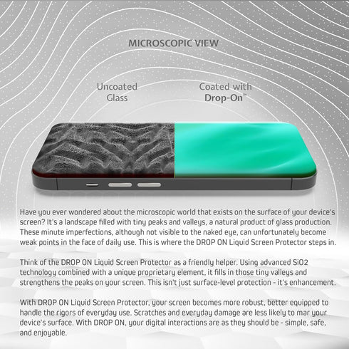DROP ON Liquid Glass Screen Protector for up to 10 Devices - Wipe On Scratch and Crack Resistant Nano Protection for All Phones Tablets Smart Watc...