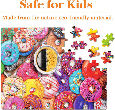 100 Piece puzzels for Kids Ages 4-8 8-10 3-5 jigsaws for Children Age 4 5 6 7 8 Jigsaw Puzzles for Children Kids Tollder Boys Grils Puzzle Doughnu...