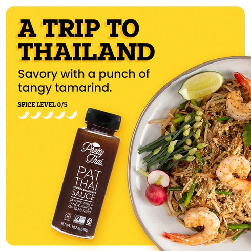 Pretty Thai Pat Thai Sauce, Gluten Free Certified Non-GMO Authentic Pad Thai Stir Fry Sauce & Rice Noodle Seasoning, 100% Natural Simple Chicken M...