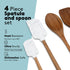 Real Simple Silicone Spatulas and Wooden Spoons for Cooking Set | Wooden Spoon, Wooden Spatula and 2 Silicone Spatulas for Nonstick Cookware | Hea...
