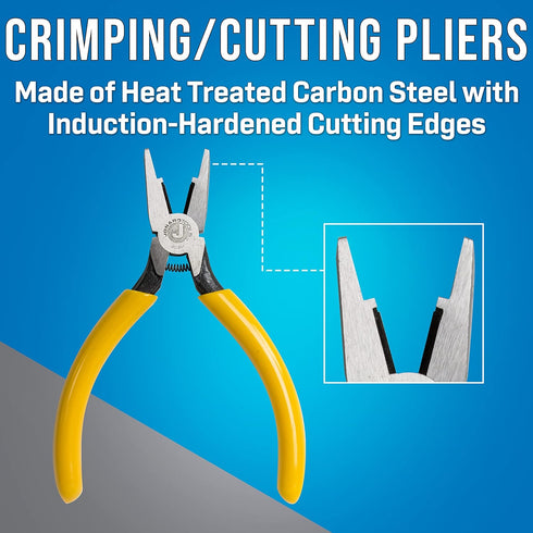 Jonard Tools JIC-891 Connector Crimping Plier with Side Cutter, 5-13/16" Length,Yellow...