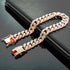 Lystaii Dog Chain Cuban Diamond Link Rose Gold Pink Crystal Collar Jewelry Accessories Pet Necklace with Walking Metal Collar Design Secure Buckle...