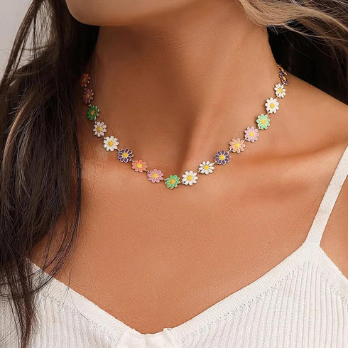 YOUBEIYEE 3M Gold Plated Brass Chain for Jewelry Making Mixed Color Enamel Daisy Flower Chain Necklace Bracelet DIY for Women Jewelry Supplies...