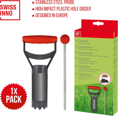 Install Kit for Mole and Gopher Traps SuperCat. 25 cm Tunnel-locating Probe + Serrated-Edge Cutter for 6 cm Dia. Hole. European Design, Easy to Us...