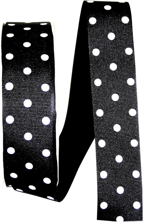 Reliant Ribbon Grosgrain Aspirin Dot Ribbon, 1-1/2 Inch X 50 Yards, Black/white...