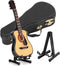 Wooden Miniature Guitar with Stand and Case, 5.9in Black Miniature Guitar Mini Guitar Model Guitar Figurine Mini Guitar Toy Birthday Gift Home Dec...
