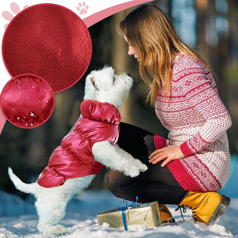 Winter Warm Dog Jacket for Small Medium Dogs Cat Cold Weather Coats with Harness Paded Dog Fleece Vest Waterproof Windproof Dog Snow Jacket Pet Pu...