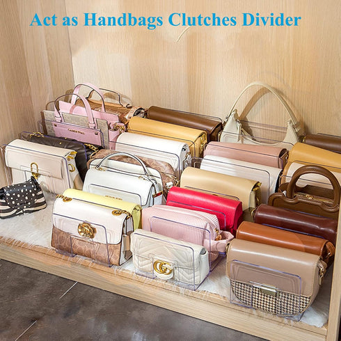 Marte Vanci Clear Acrylic File Sorter, Sturdy Desk File Organizer Shelf Book Holder Purse Handbag Clutch Divider File Folder Rack for Letter Cookb...