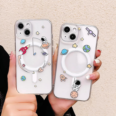 MagSafe Case for iPhone 14 Pro with Funny Astronauts Design,Magnetic Wireless Charging Clear Transparent TPU Phone Case Cover for iPhone 14 Pro 6....