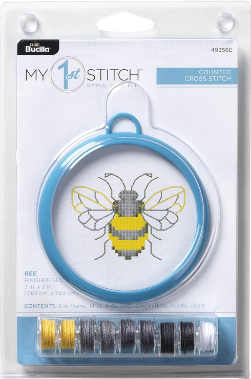 Bucilla, Bee, 3" My 1st Mini Counted Cross Stitch Kit, 3"...