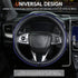 Leather Steering Wheel Cover?Black with Blue line?Anti-Slip, Safety, Soft, Sports Style, Black Steering Wheel Cover, Adaptable to 14.5-15 inches S...