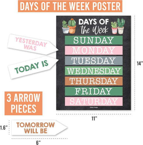 Hadley Designs Cactus Classroom Calendar Set Bulletin Board Sets for Teachers - School Calendar for Classroom, Classroom Calendar Bulletin Board S...